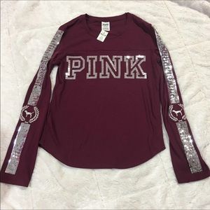 New VS Pink Bling Logo Tee Shirt Xs